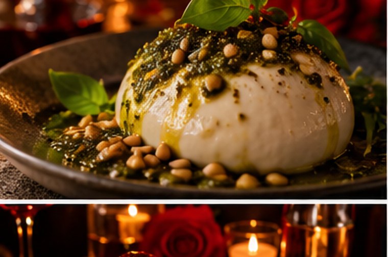 Burrata with pesto and pine nuts