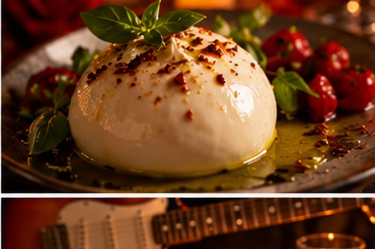 Burrata with roasted cherry tomatoes and basil